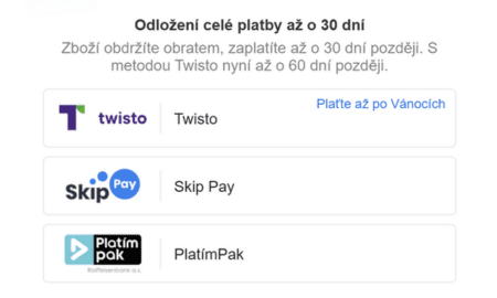 Odložené platby na platební bráně